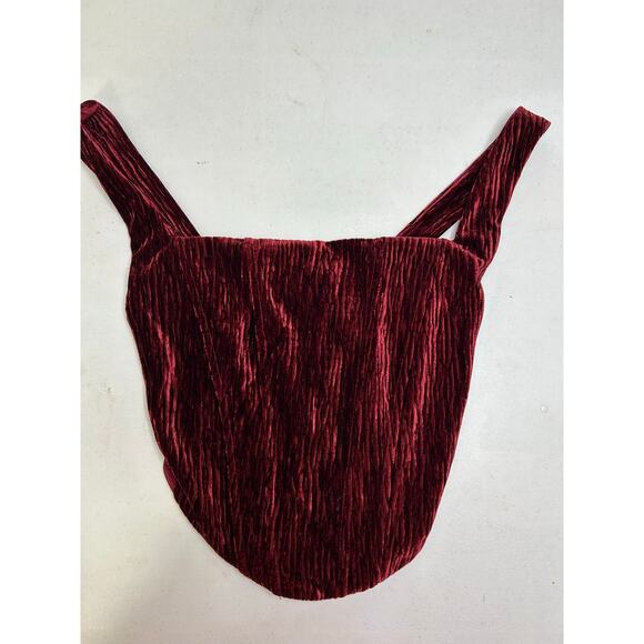 N by Naked Wardrobe Boned Plush Velvet Corset Crop Top in Wine. Size XS NWOT - Picture 2 of 5